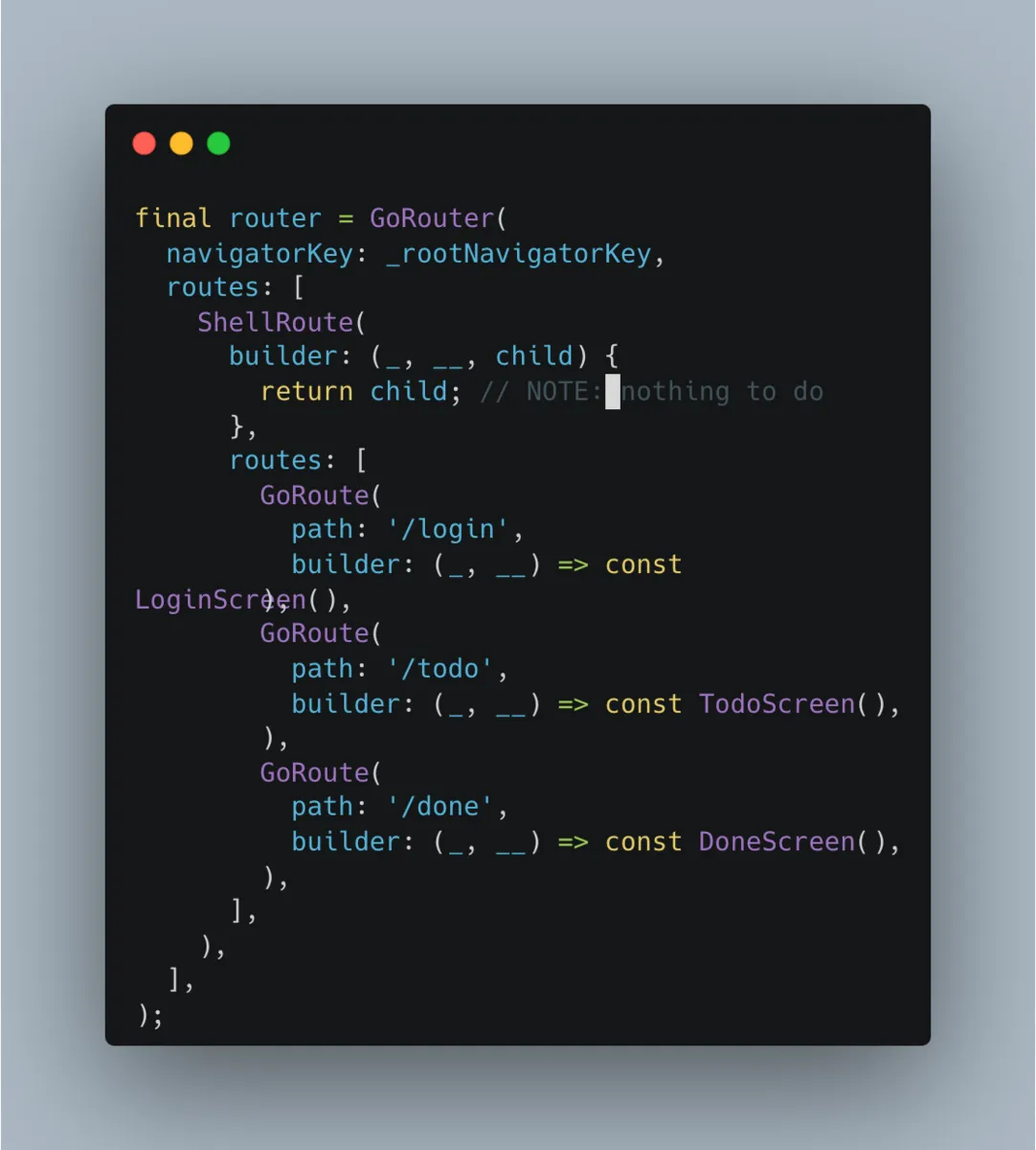 Top Level ShellRoute pattern